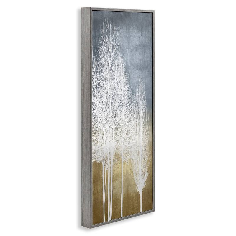 Stupell Tall Tree Line Bare White Trees over Abstract Pattern Framed Wall Art