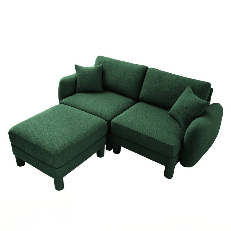 2-seater Loveseat Sofa Couch With Distinctive Shell-shaped Armrests And Removable Ottoman