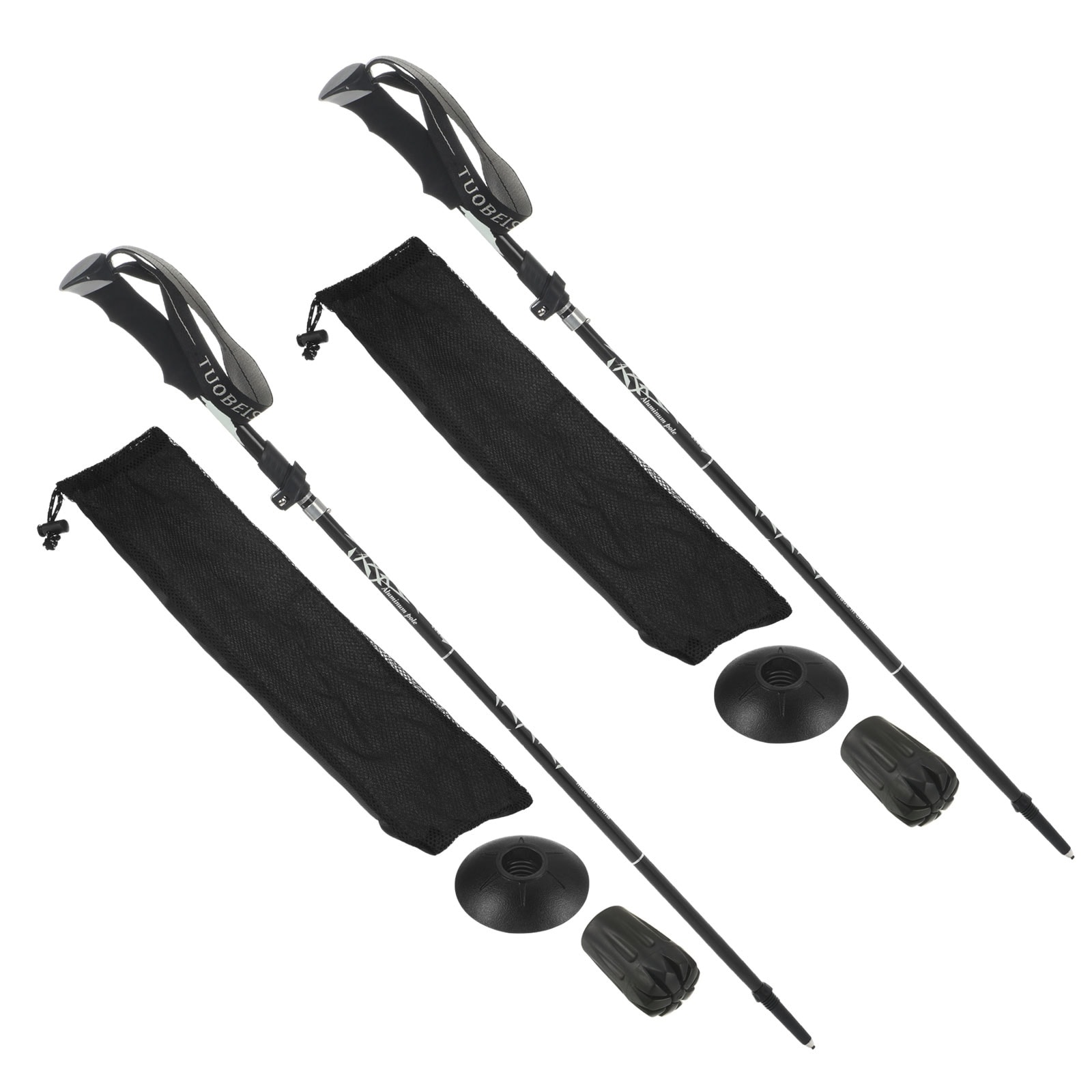 2Pcs Trekking Poles Collapsible Hiking Pole 37-43 Inch with Mud Basket  Black - Bed Bath & Beyond - 37419102