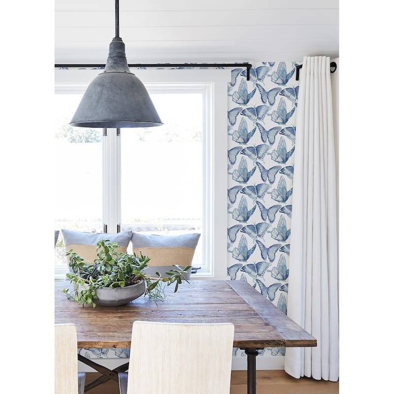 Chesapeake Janetta Blue Butterfly Wallpaper