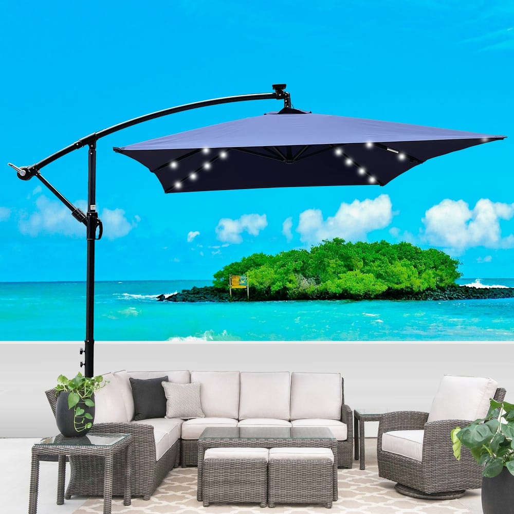 Rectangle 2x3M Outdoor Patio Umbrella Solar Powered LED Lighted