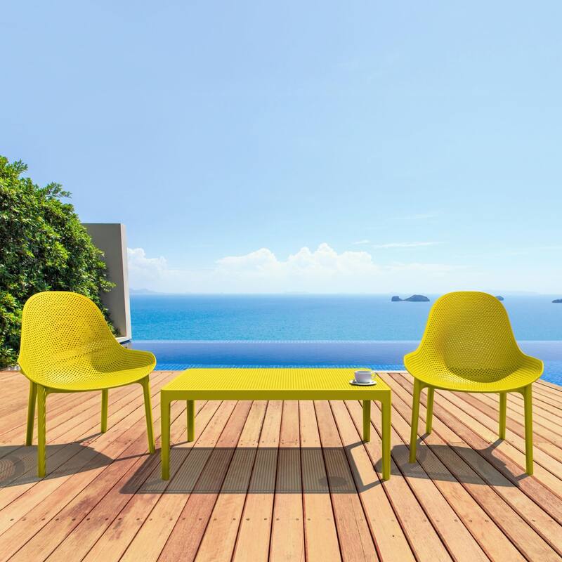 32.75" Yellow Solid Patio Lounge Chair