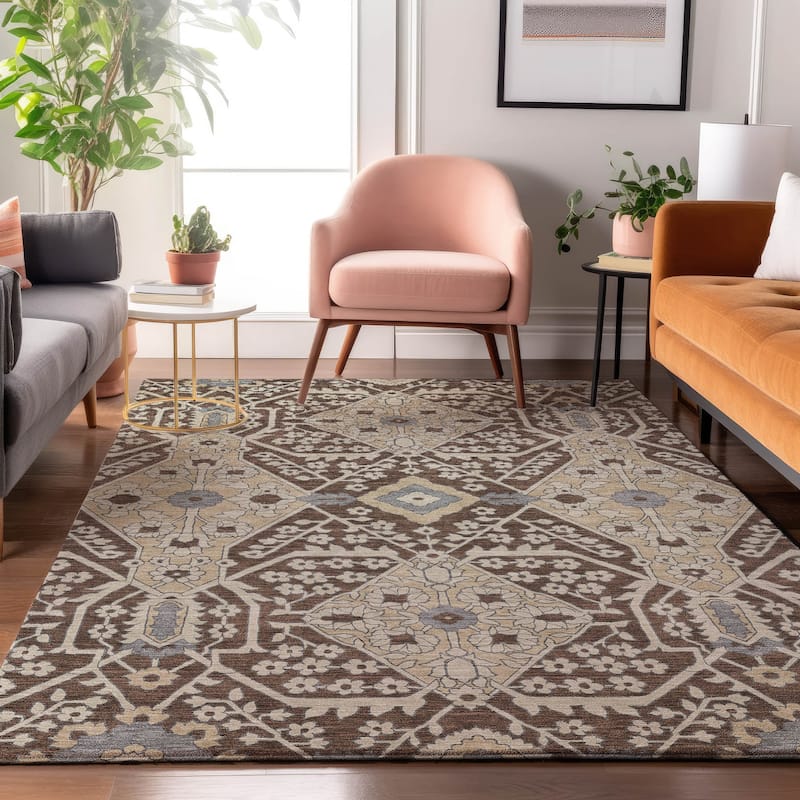 Premium Washable Super Soft Traditional Agra Mayfield Rug - Chocolate - 3' x 5'