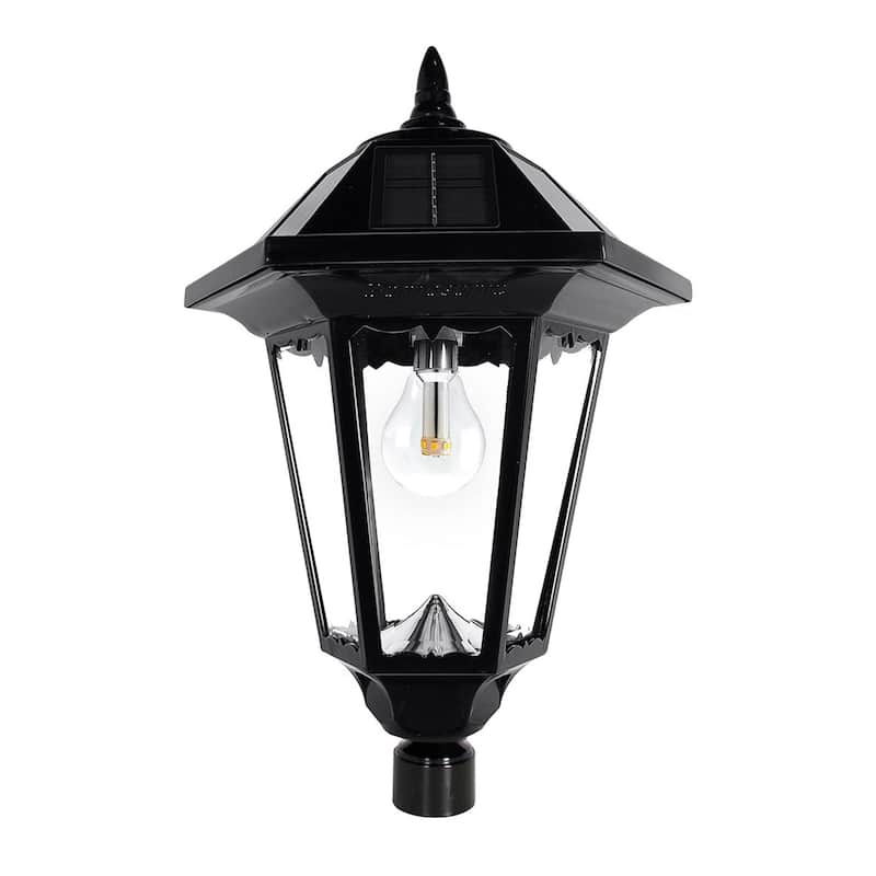 Gama Sonic Windsor Bulb Black Modern Solar Landscape Lamp Post Light