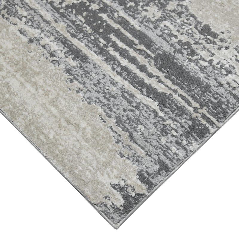 Sylvia Erica Gray/Blue Polyester Blend Performance Area Rug