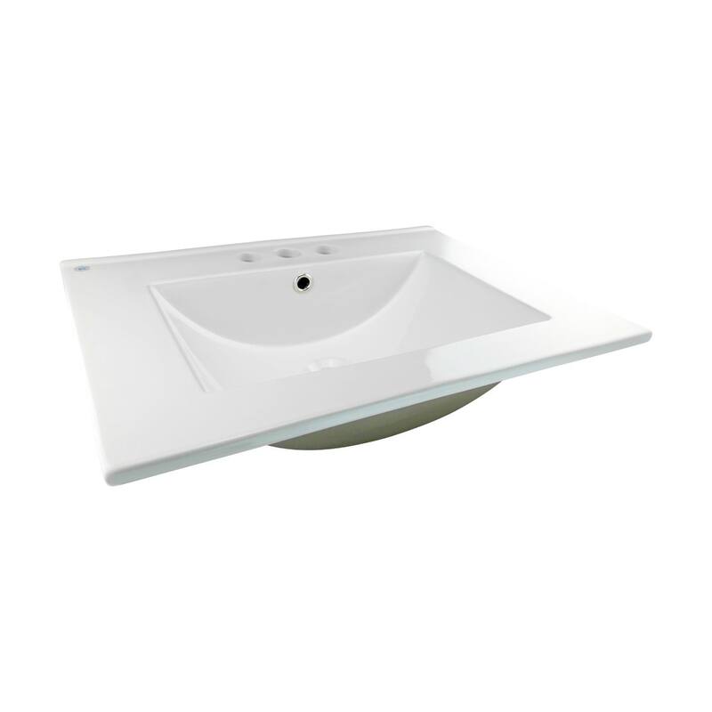 Luke Bathroom Sink 24 in. White Porcelain Drop In Sink with 4 in. Centerset Faucet Holes Renovators Supply