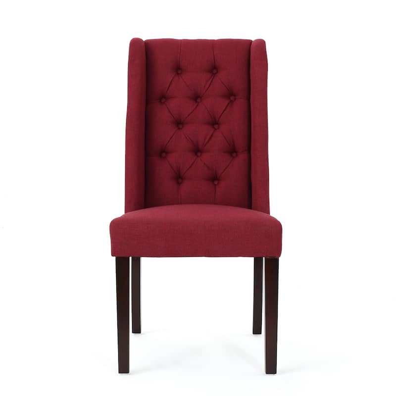 Elegant Meeting Room Chair Vanity Chair with High Backrest, Red Upholstered Dining Chair Leisure Chair with Wood Legs
