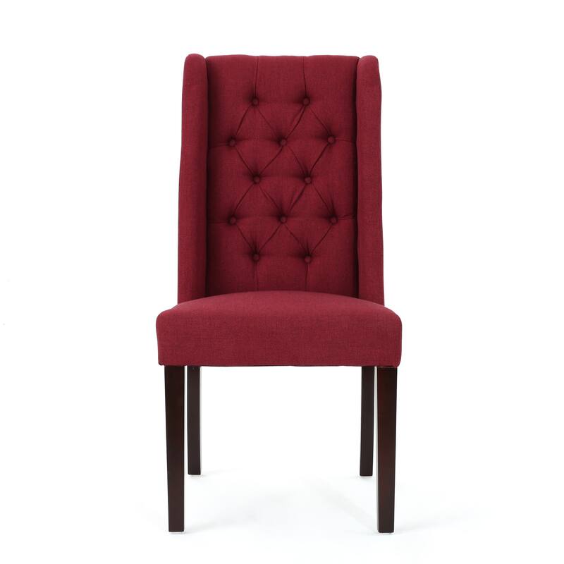 Wingback Upholstered Dining Chairs Set of 2, Fabric Side Dining Room Chairs with Tufted Button, Home Kitchen Wood Chairs