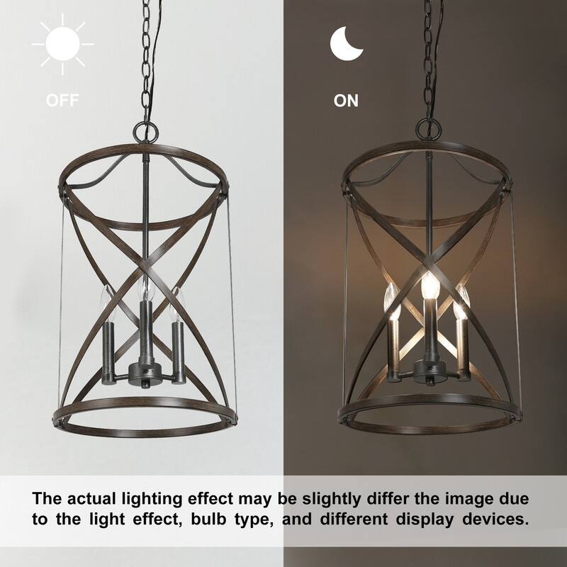 Halam Modern Farmhouse Barn Drum Chandelier Bronze Metal Island Pendant Lighting