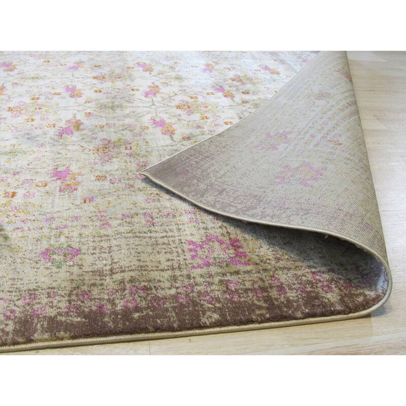 Ivory Distressed Bohemian Isabella Medallion Rug by , Stylish and Trendy Area Rug for Adding a Bohemian Chic Touch