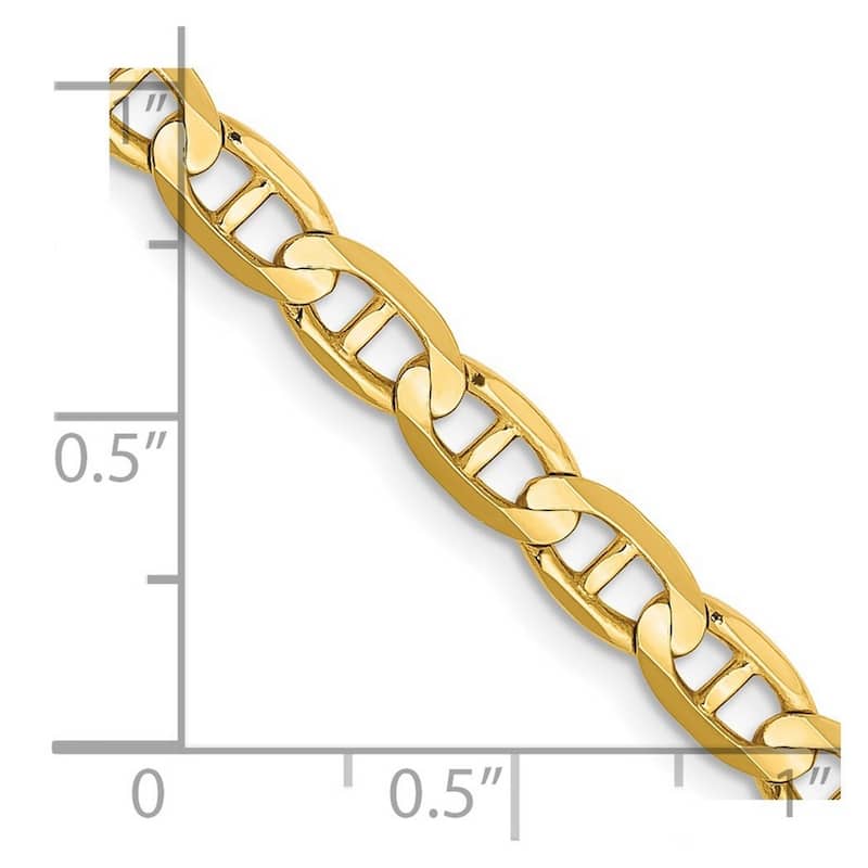 Curata 14k Yellow Gold Solid 4.5mm Concave Mariner Anchor Chain Anklet 9 Inch