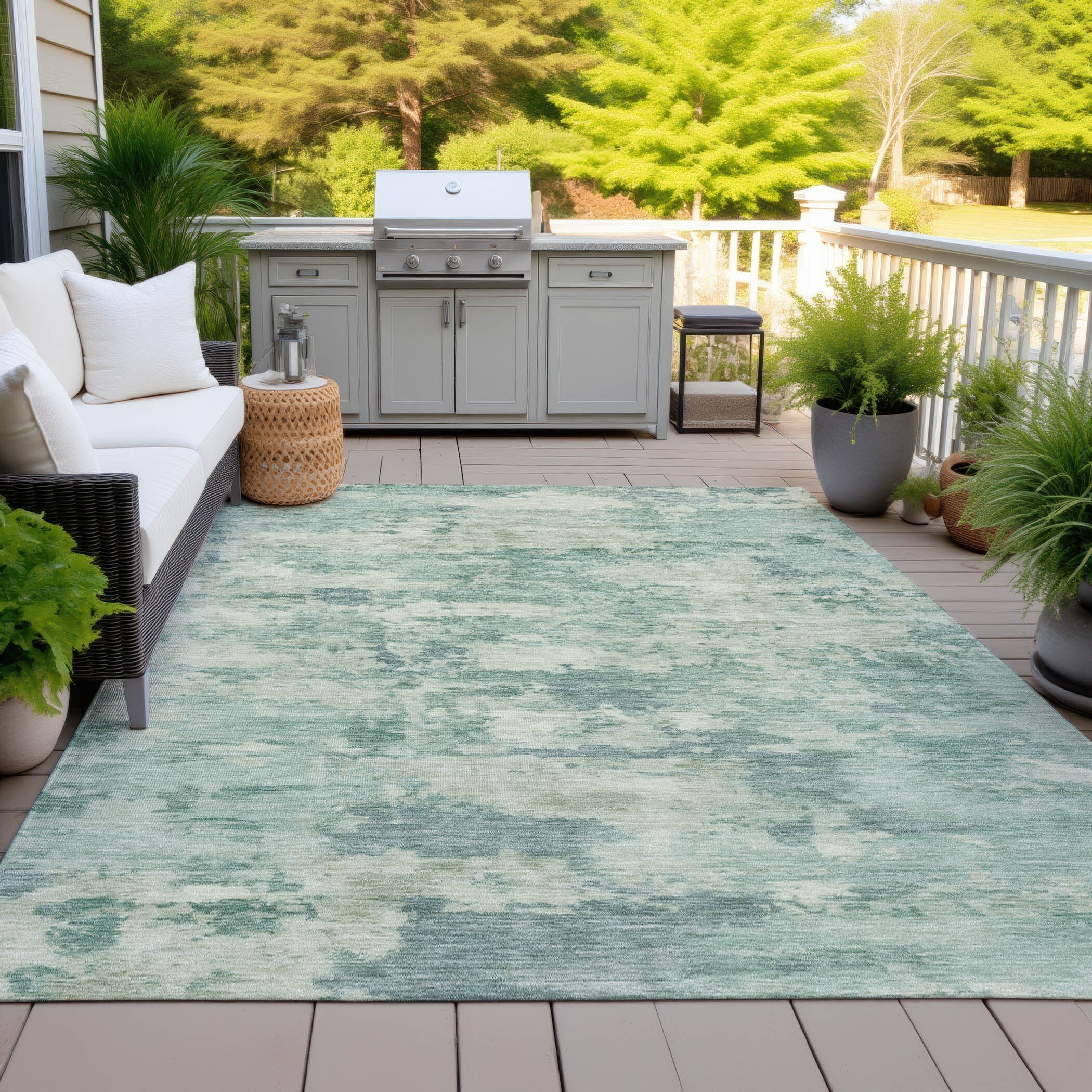 Machine Washable Indoor/Outdoor Modern Casual Chantille Rug