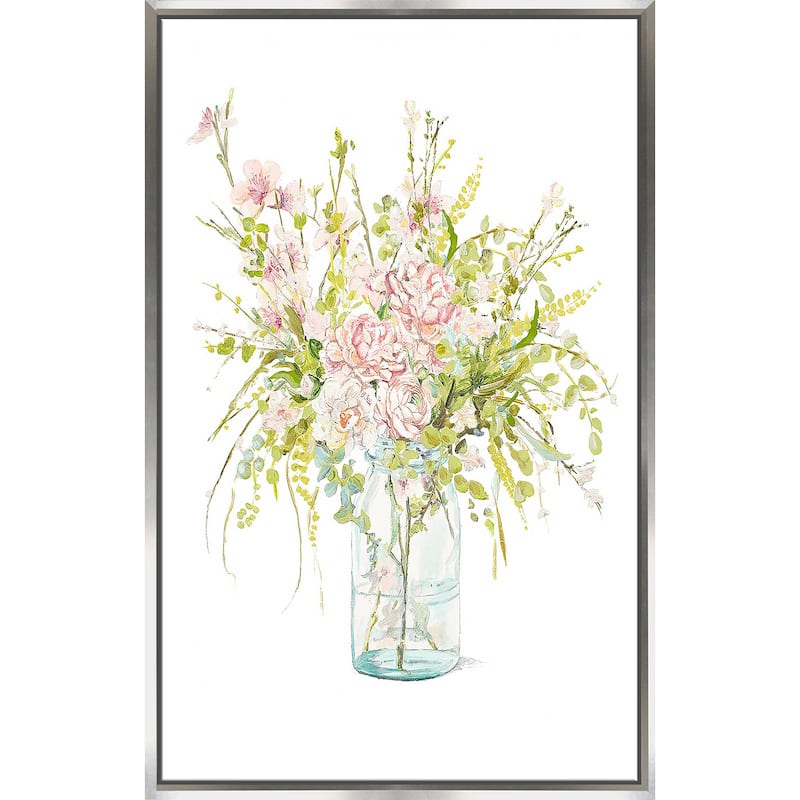 "Flowers in Glass Vase" Print on Floating Canvas