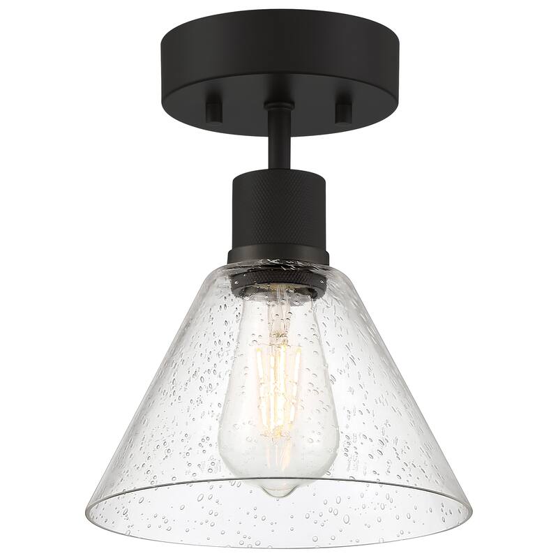 Access Lighting Port Nine Martini LED Semi-Flush - Replaceable LED - Matte Black/Seeded Glass