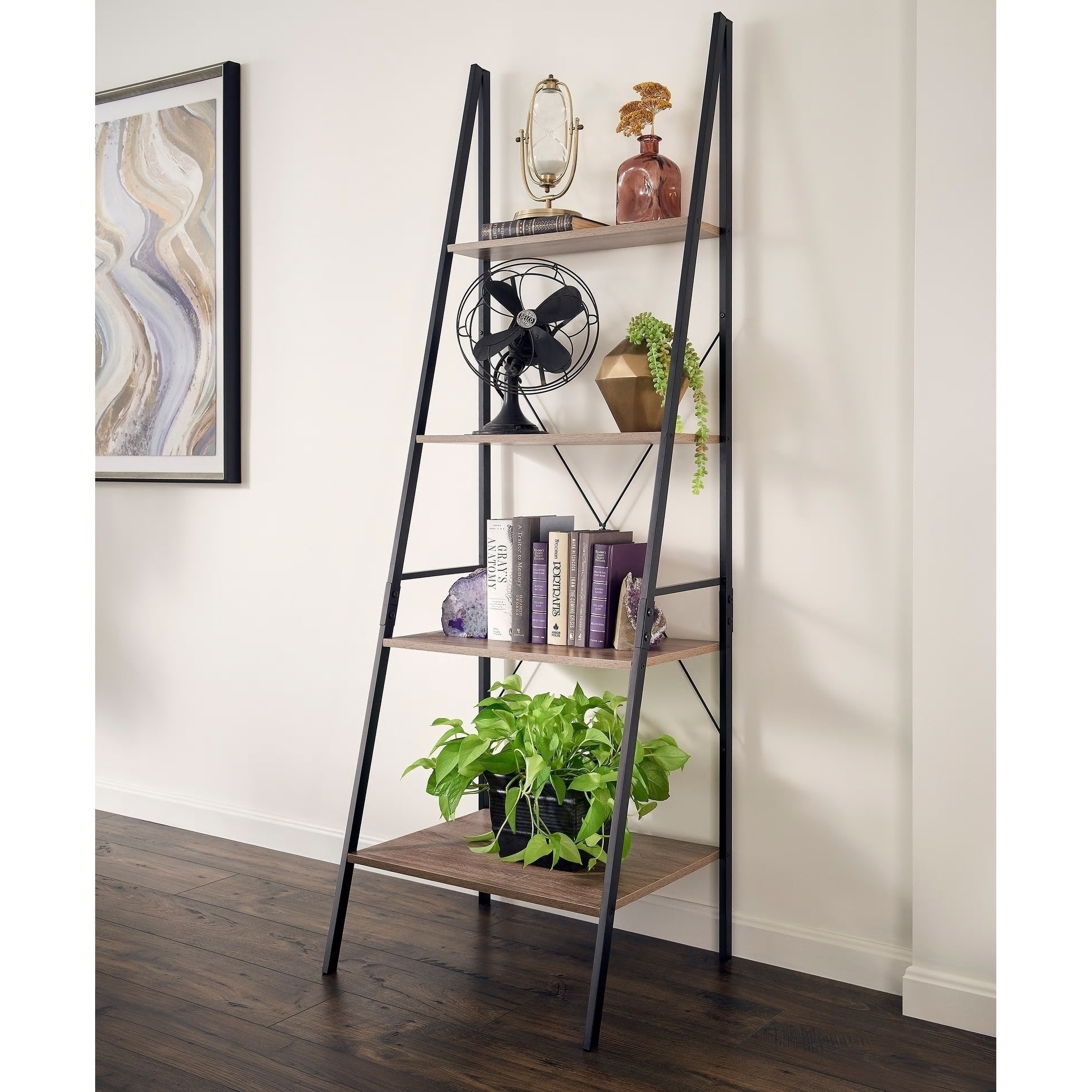 ClosetMaid Mixed Material Ladder 4-Tier Bookshelf