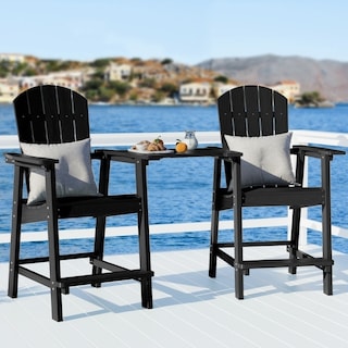 WINSOON 3PCs Tall Adirondack Chairs, Weather Resistant HIPS Balcony Chairs with Connecting Tray and Umbrella Hole