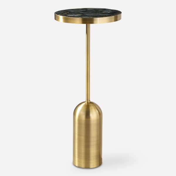 slide 2 of 4, Uttermost 24173 Pascal 10" Diameter Marble Top Steel Accent Table Brass