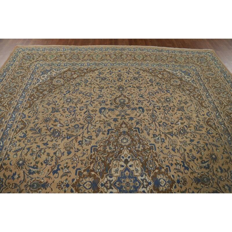 Traditional Mashad Vintage Persian Area Rug Handmade Wool Carpet - 9'7" x 12'5"