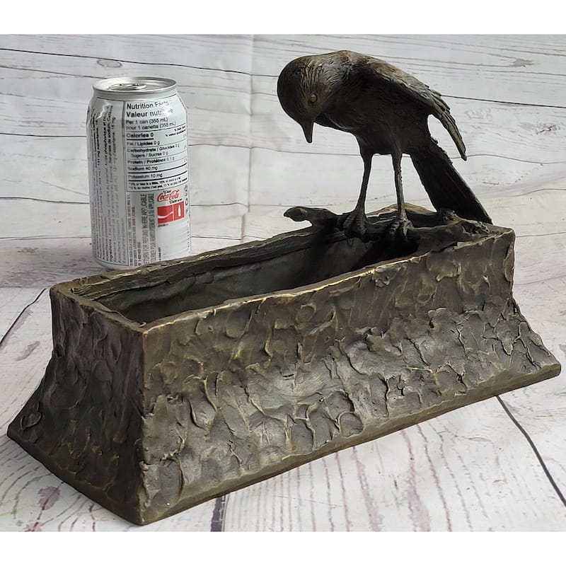 Bronze Bird Planter Window Box Metal Sculpture Decor Yard Outdoor 7 Inches X 10 Inches