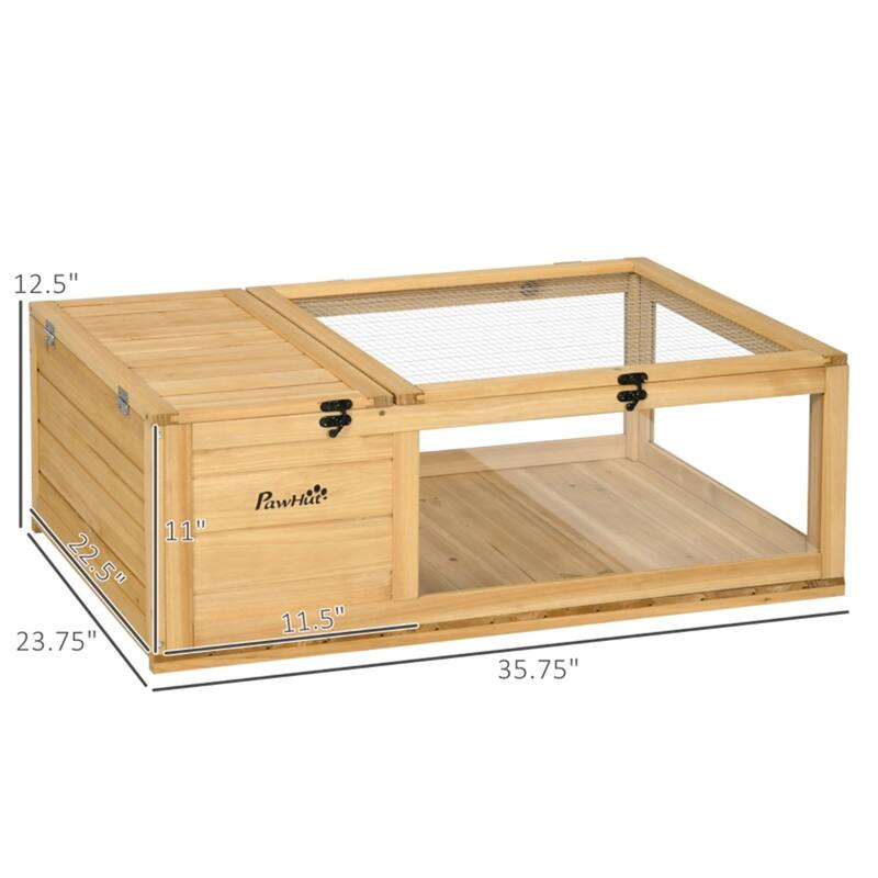 Turtle Cage with Solid Cedar Wood and Suitable for Small Animals - 35.75" L x 23.75" W x 12.5" H