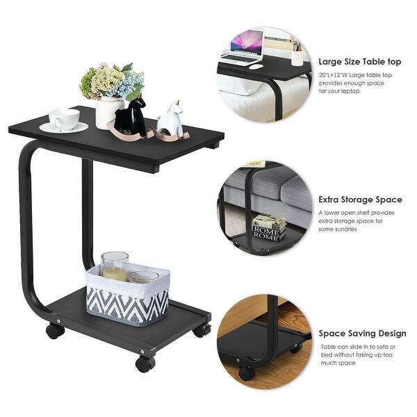 Shop Gymax Set Of 2 Coffee Sofa Side End Table Snack Stand Rolling
