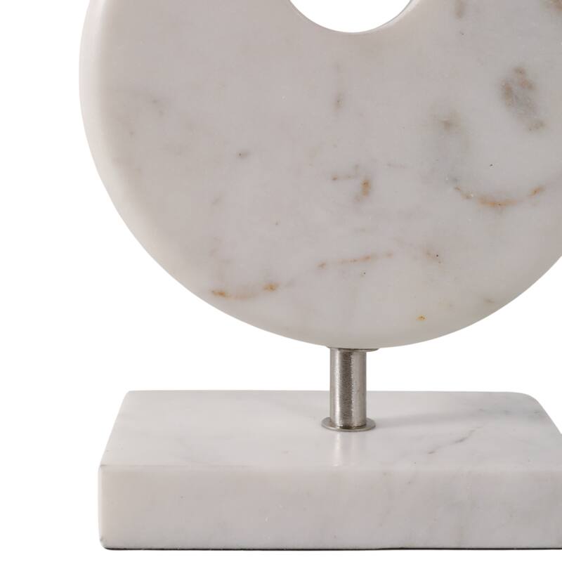 Stone Marble Figurine Coastal Fish Sculpture Home Office - 9" White - 9" x 4" x 9.5"