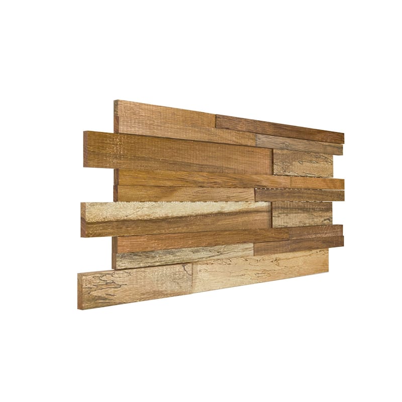 23 7/8"W x 11 7/8"H x 1/2"P Hacienda Wood Mosaic Wall Tile, Old Boat Wood - 23 7/8"W x 11 7/8"H x 1/2"P