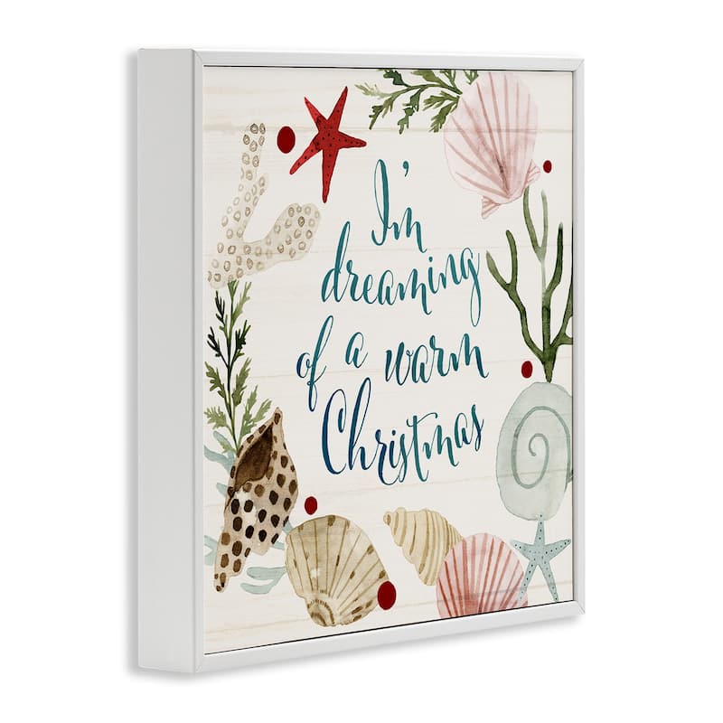 Stupell Dreaming of Warm Christmas Nautical Beach Holiday Framed Wall Art, 12 x 12