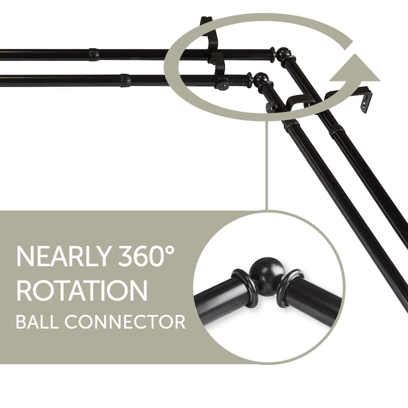 InStyleDesign Simona Corner Window Double Curtain Rod 13/16 inch dia.