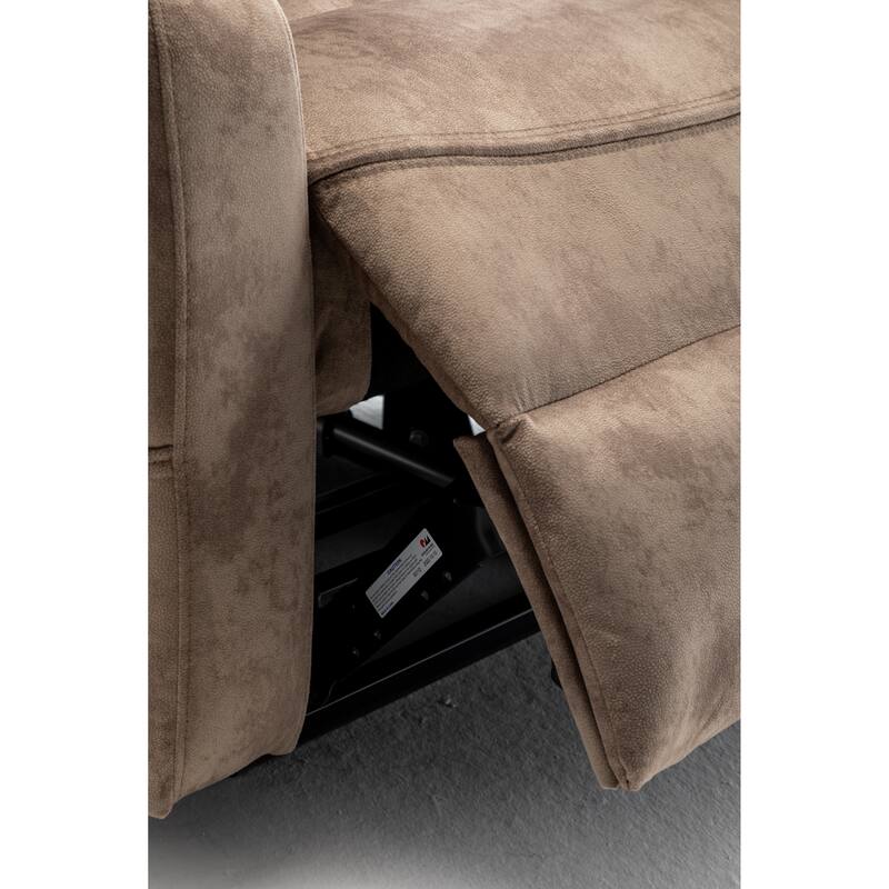 Beige Oversized Electric Recliner with OKIN Motor, 180° Lay Flat Function, Extra-Wide Seat, and Side Storage Pockets