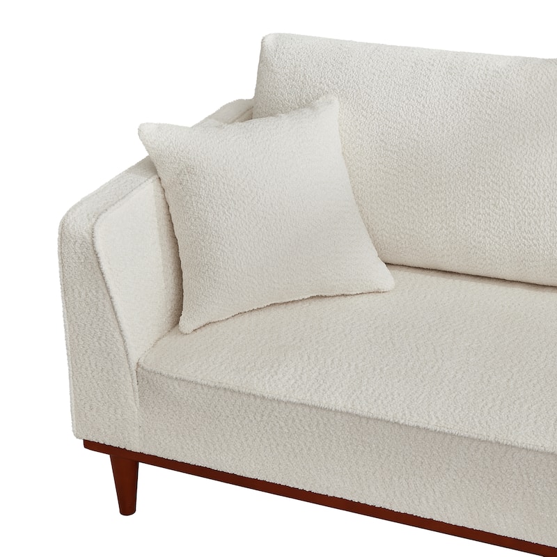 Upholstered Chaise Lounge and Stool for Living Room Bedroom, Quick assembly and maintenance Round wooden legs