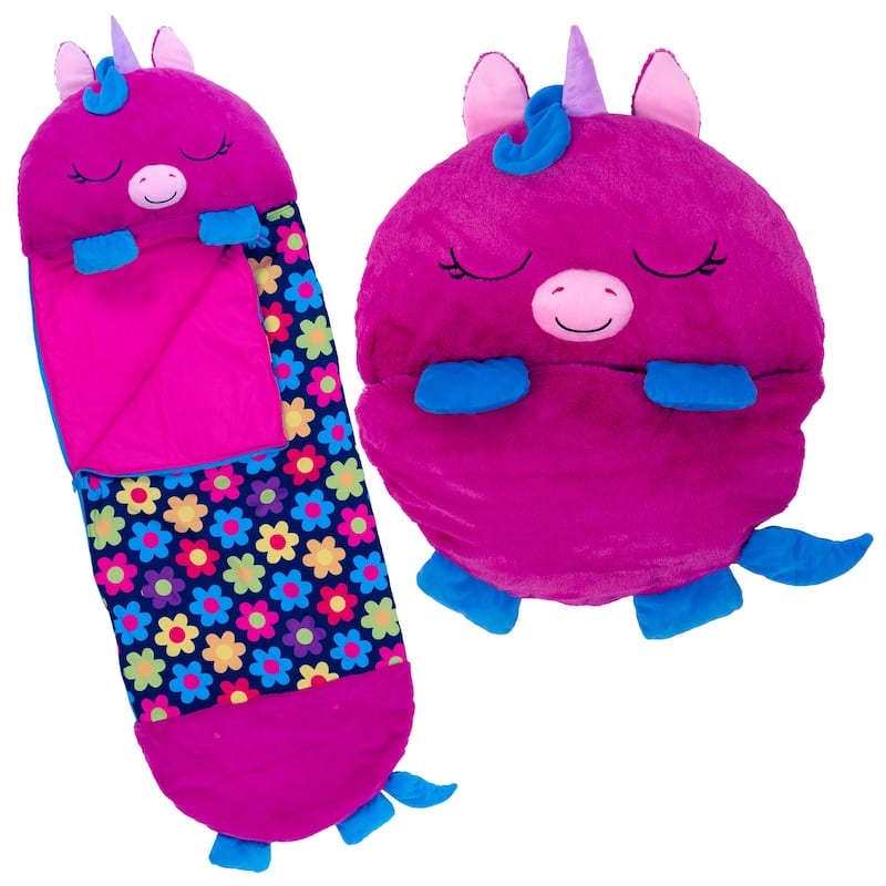 Happy Nappers: Pillow & Sleepy Sack: Large - Fiona The Purple Unicorn - 7+