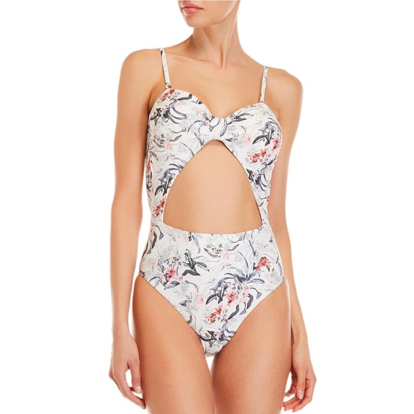 white cutout one piece swimsuit