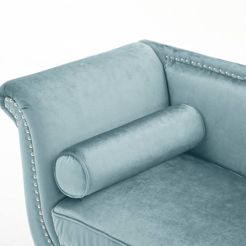 Christopher Knight Home - Velvet Bench with Nailhead Trim & Curved Arms