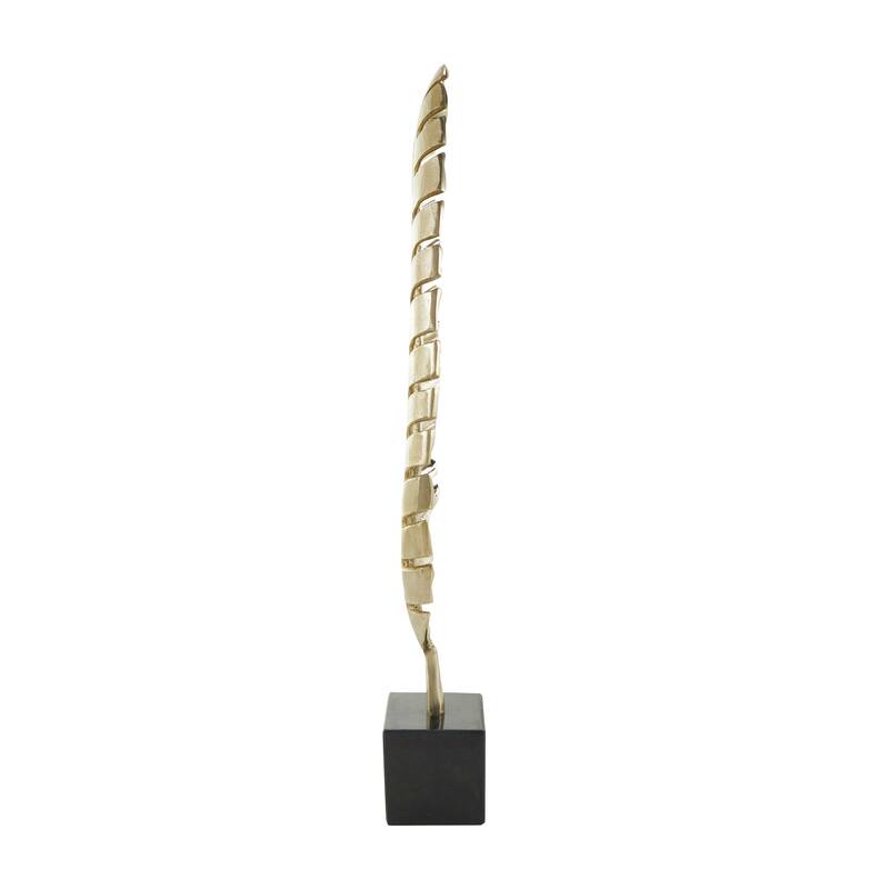 CosmoLiving by Cosmopolitan Gold or Silver Aluminum Metal Standing Single Leaf Sculpture with Black Marble Base