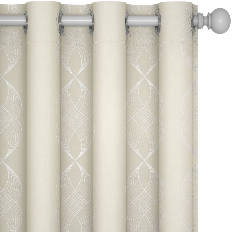 Deconovo Blackout Silver Wave Curtains(2 Panel)