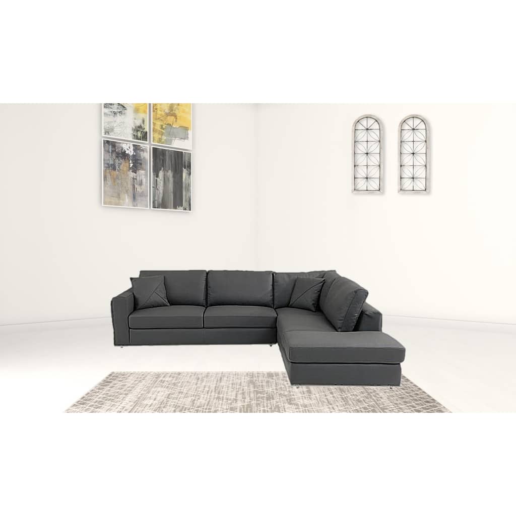 HomeRoots Dark Gray Italian Leather Reclining L Shaped Two Piece Corner Sectional - 117