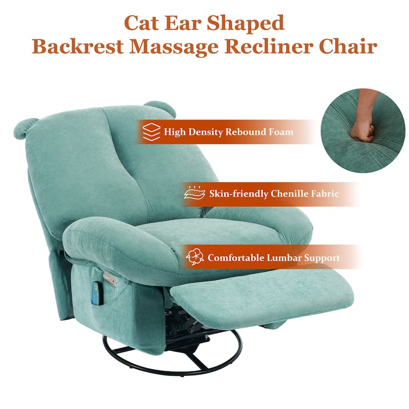 XINMICS Swivel Recliner Chair, Glider Rocking Power Recliner with Massage and Heated (Set of 2)