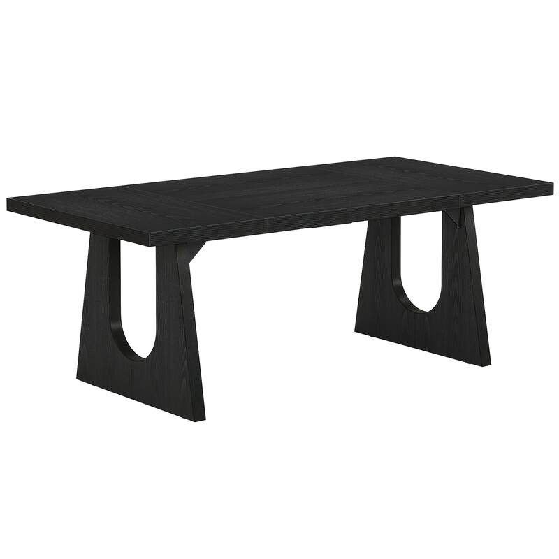 71" Farmhouse Black Dining Table Rustic Rectangular Solid Wood Legs