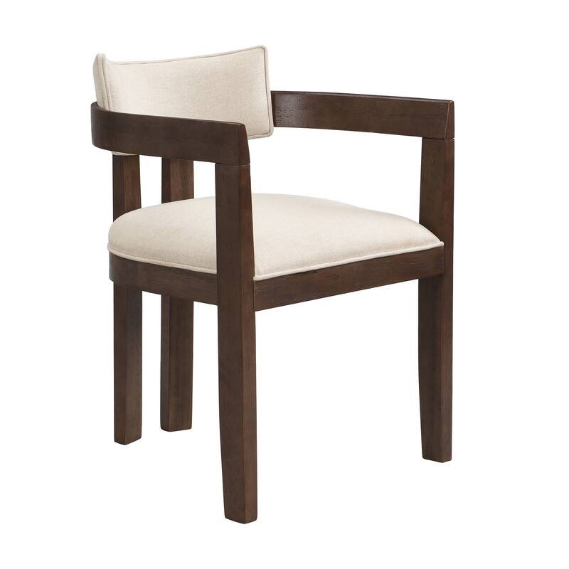 Conrad Sophisticated Modern Dining Chair With Armrest and Solid Wood Frame by Christopher Knight Home