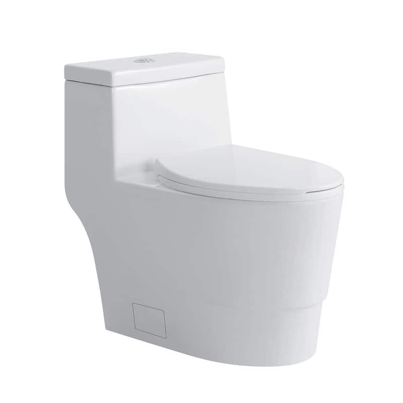 Fine Fixtures Modern Dual Flush Elongated One-Piece Toilet (Seat Included)