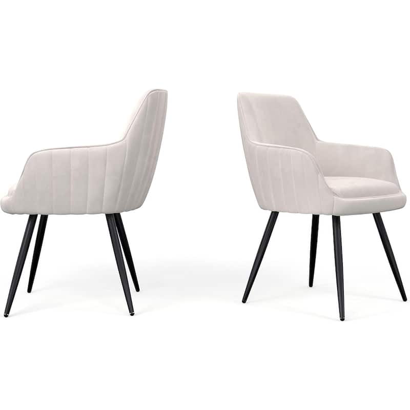 Brown Modern Mid-Century Upholstered Accent Chair with Channel-Tufted Back, Set of 2