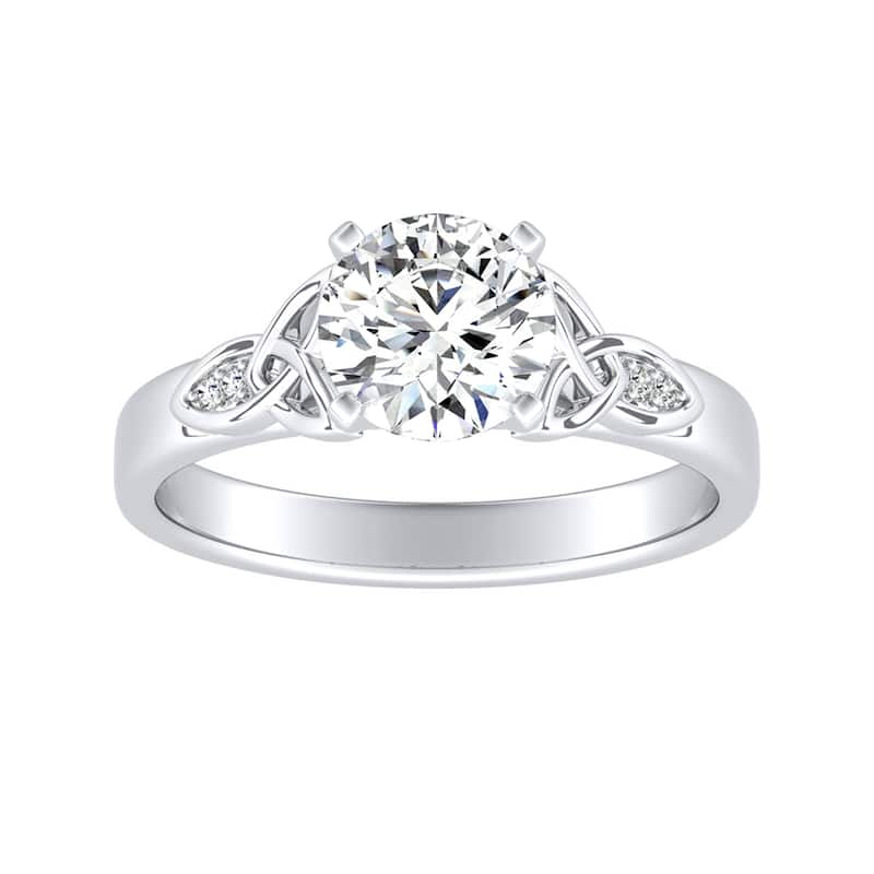 Auriya 14k Gold Modern 1ct Round Moissanite Engagement Ring - White - 6