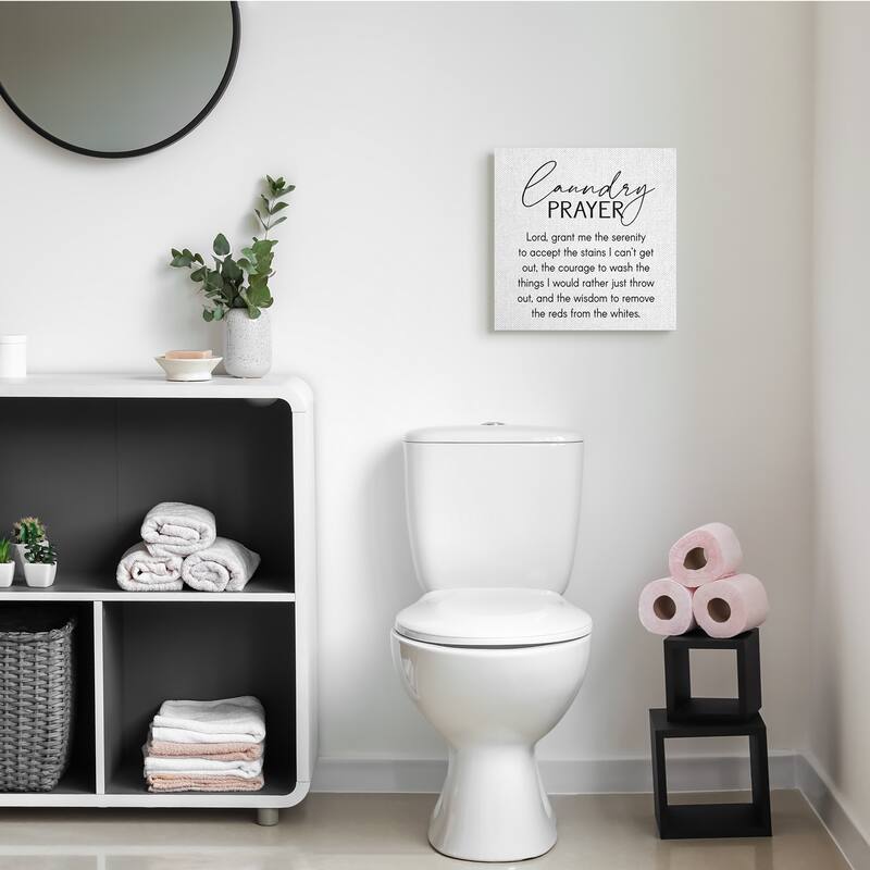 Stupell Laundry Prayer Phrase Bathroom Housework Humor Canvas Wall Art - White