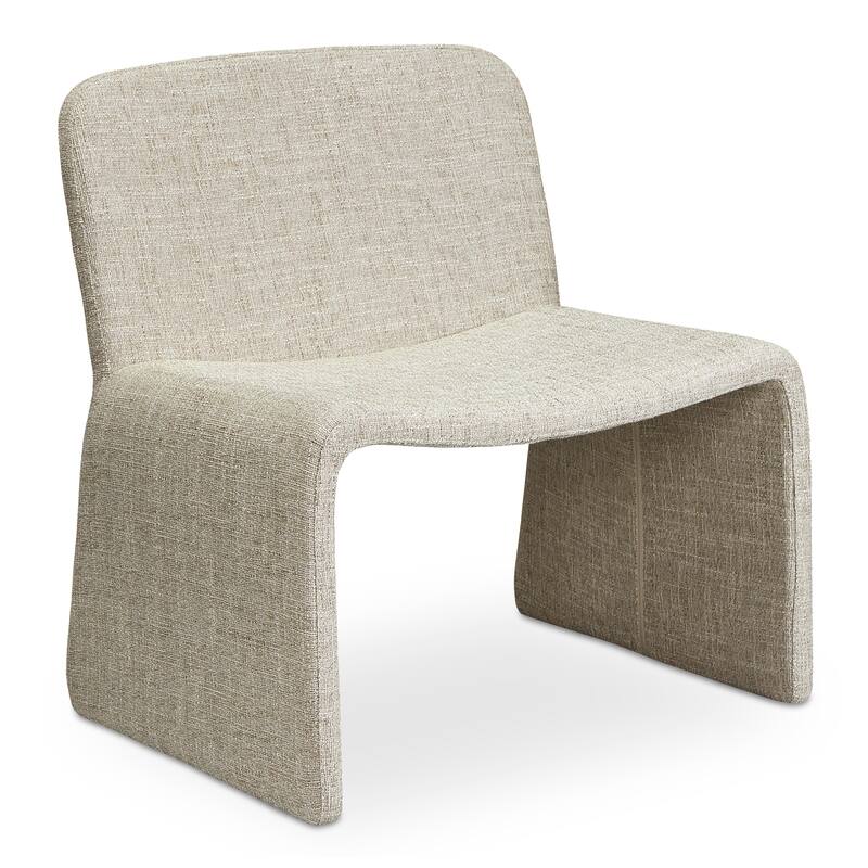 NADAAL STUDIOS Gideon Accent Chair, Oval-Inspired, 100% Polyester Upholstery with Foam Cushioning, Iron Frame, Heather Beige