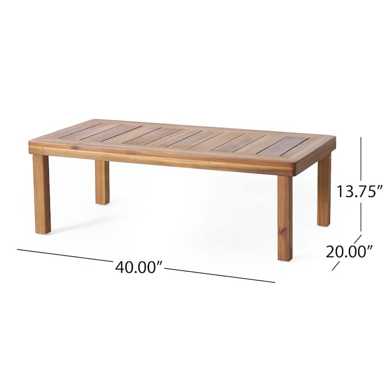 Roomfitters Outdoor Acacia Wood Loveseat and Coffee Table Set, Cream Cushions, Teak Finish, Ideal for Patio, Garden, or Porch