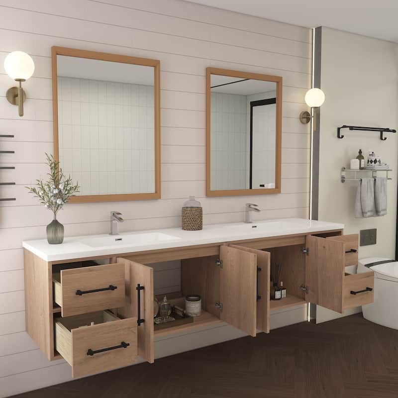 Victoria 84'' Wall-mounted Vanity with Double Reinforced Acrylic Sink - 83.5