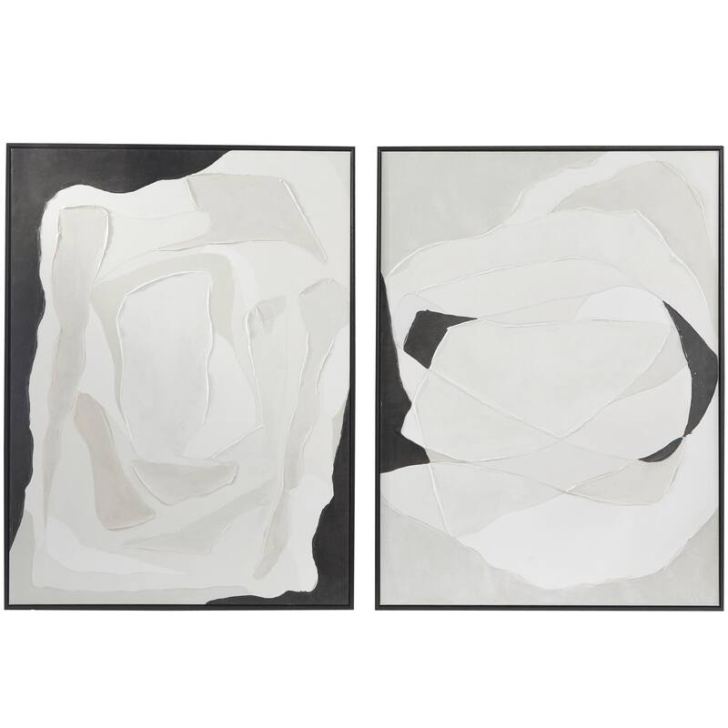 Canvas Abstract Living Room Framed Wall Art with Black Frame