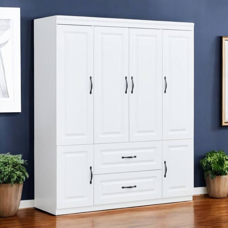 HomeRoots 72" White Six Door Two Drawer Combo Dresser - White - 2-drawer