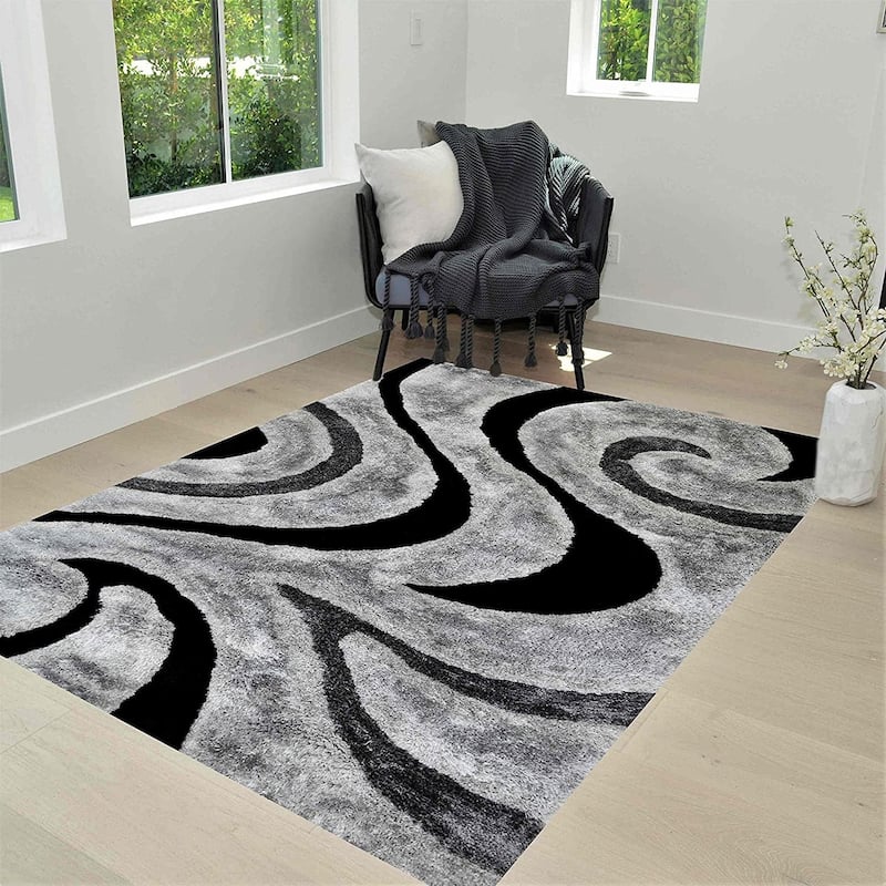 HR shag Rug for Living Room Decor Rug Trends Bright Modern Swirls ...